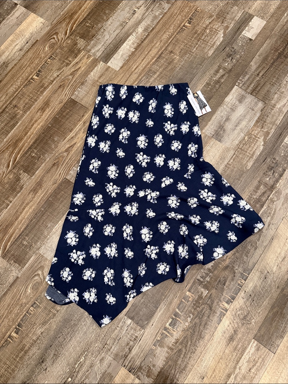 Bwear Navy and White Floral Asymmetrical Skirt